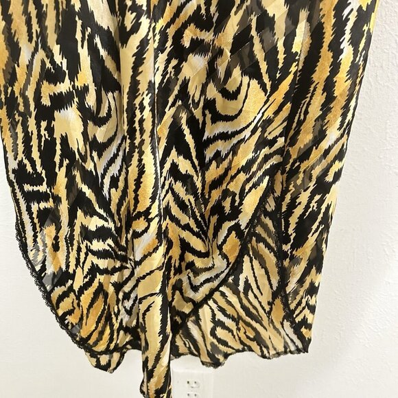 VTG Lucie Ann Satin Slip Nightgown Animal Print Black Lace Low Back USA Made Am - Picture 14 of 14